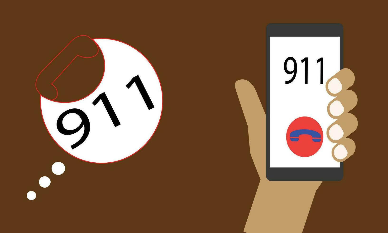 Callout and Device Character, 911 emergency Call Vector Illustration