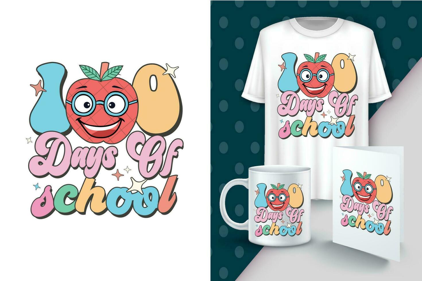 100 days of school t shirt vector