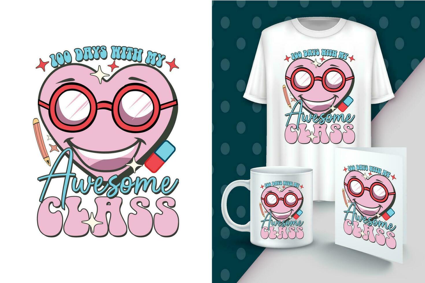 100 days with my awesome t shirt vector