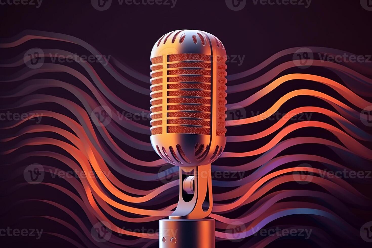 Podcast mic with wave design, photo