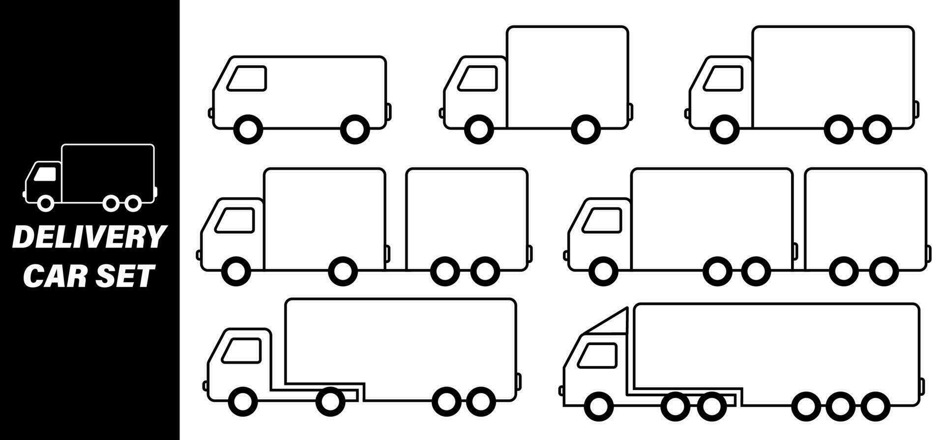 Set of simple truck images. Images for delivery and transportation of various products vector