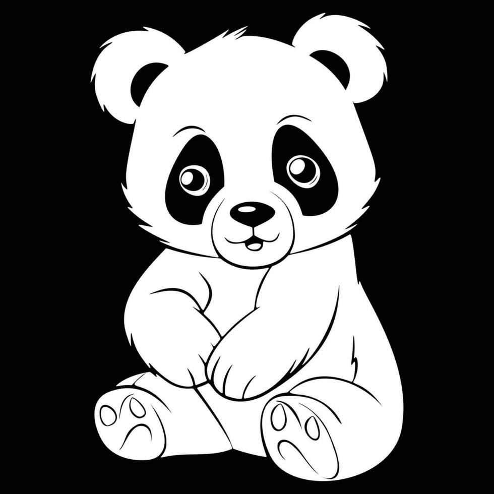 kawaii panda silueta vector