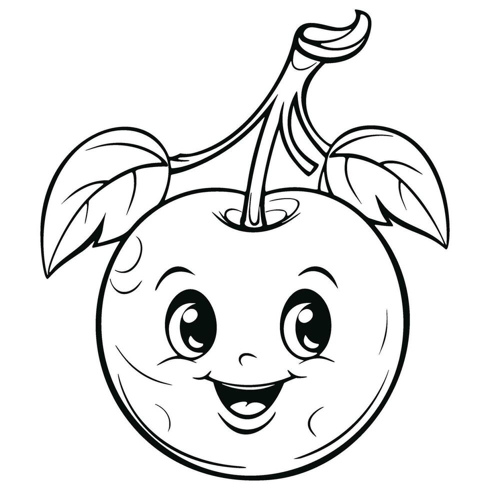 Kawaii Cherry Coloring Page for Kids 26171432 Vector Art at Vecteezy