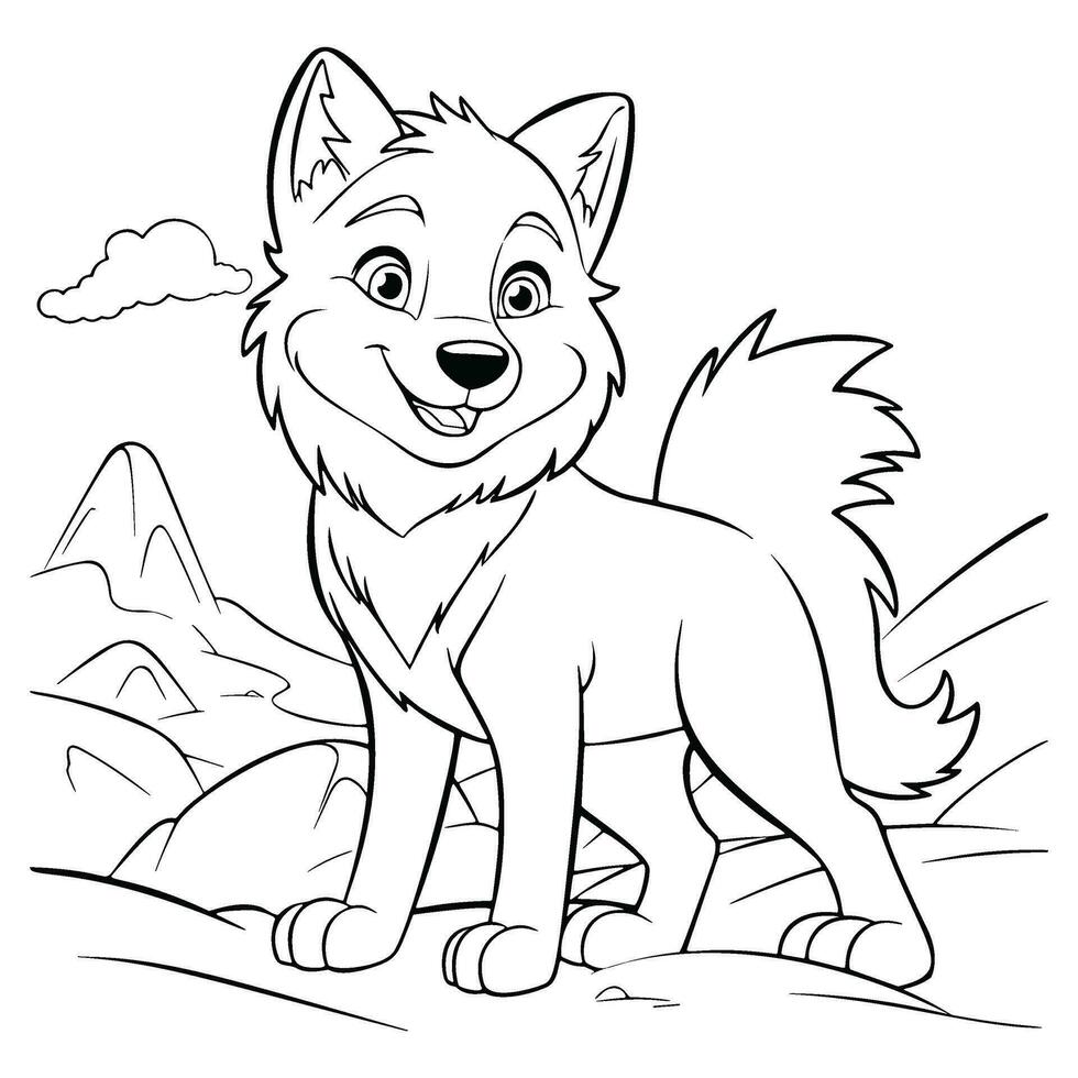 Cartoon Dog Coloring Page vector