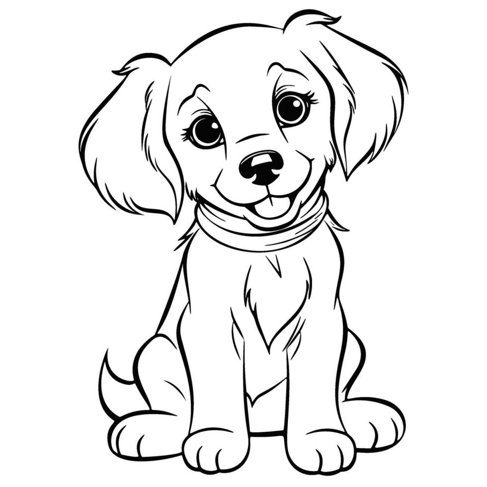 Kawaii Puppy Coloring Page For Kids 26171439 Vector Art at Vecteezy