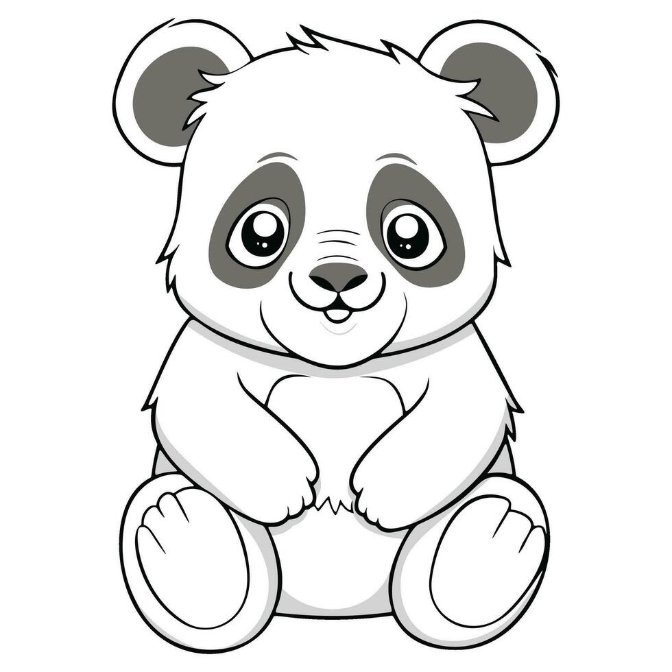 kawaii panda colorante página vector