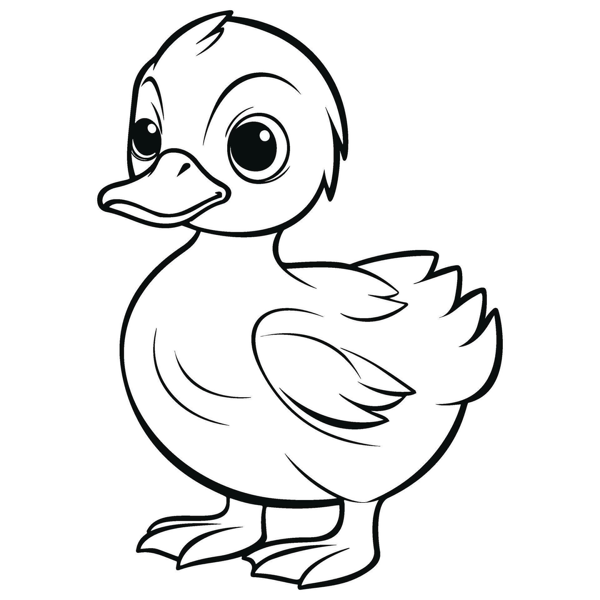 Cute Duck Coloring Page Vector Art