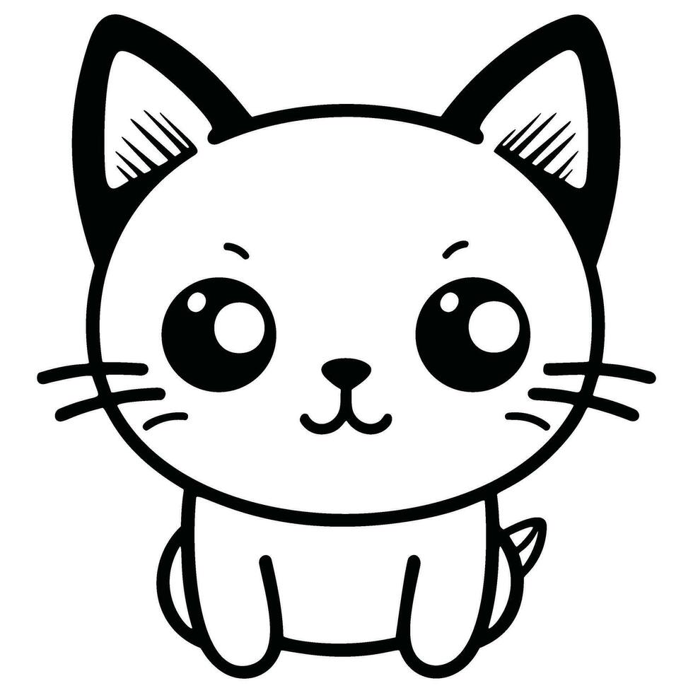 kawaii gatito silueta logo vector