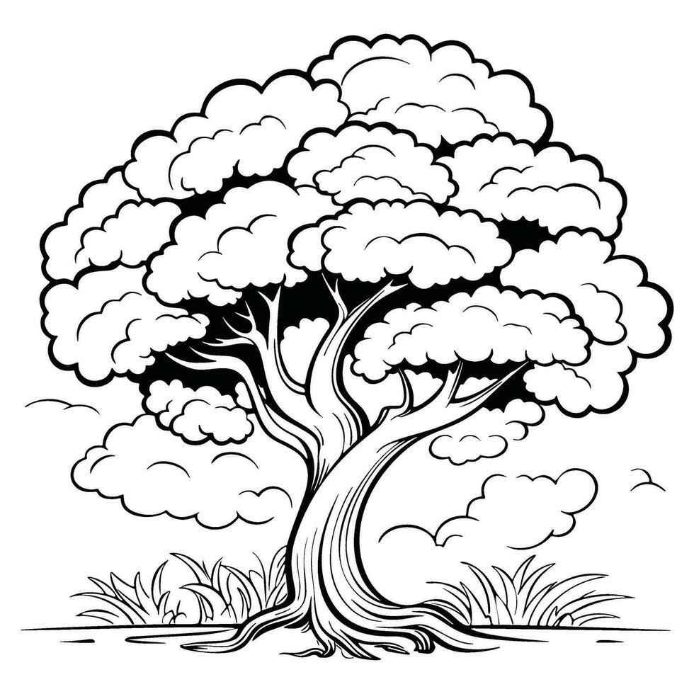 Tree Silhouette Coloring Page vector