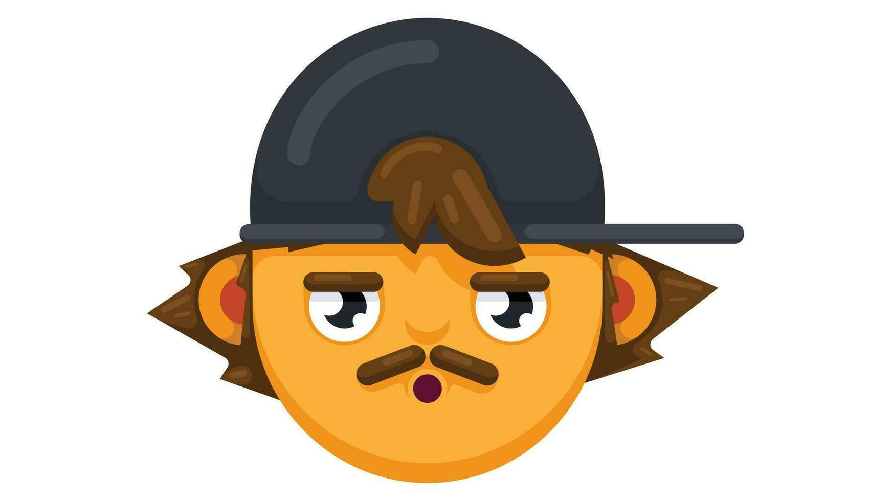 Surprised man face with cap. stylish man, flat style vector illustration