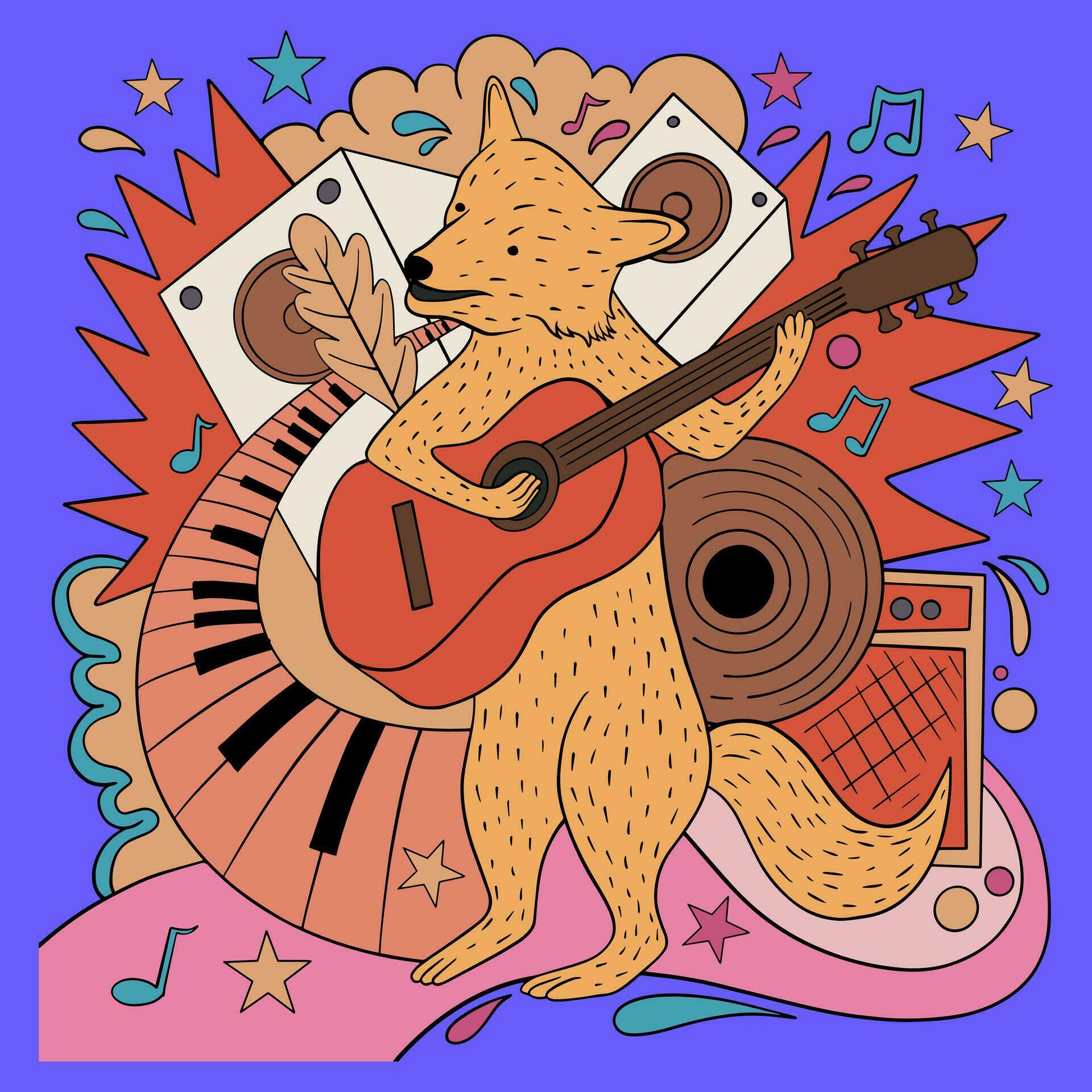 Hand Drawn Music Doodle Style Illustration 90s Retro Music Party Elements Event Poster Vector Hand Drawn Music Doodle Style Illustration 90s Retro Music Party Elements Event Poster Vector
