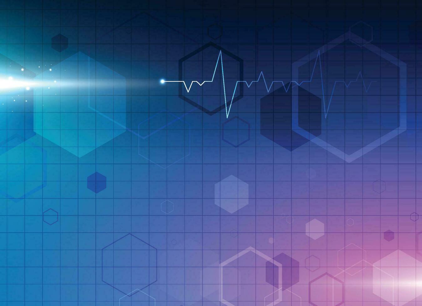 Heart wave technology background Shows the rhythm of the heart that is pumping. dark blue background with a grid vector