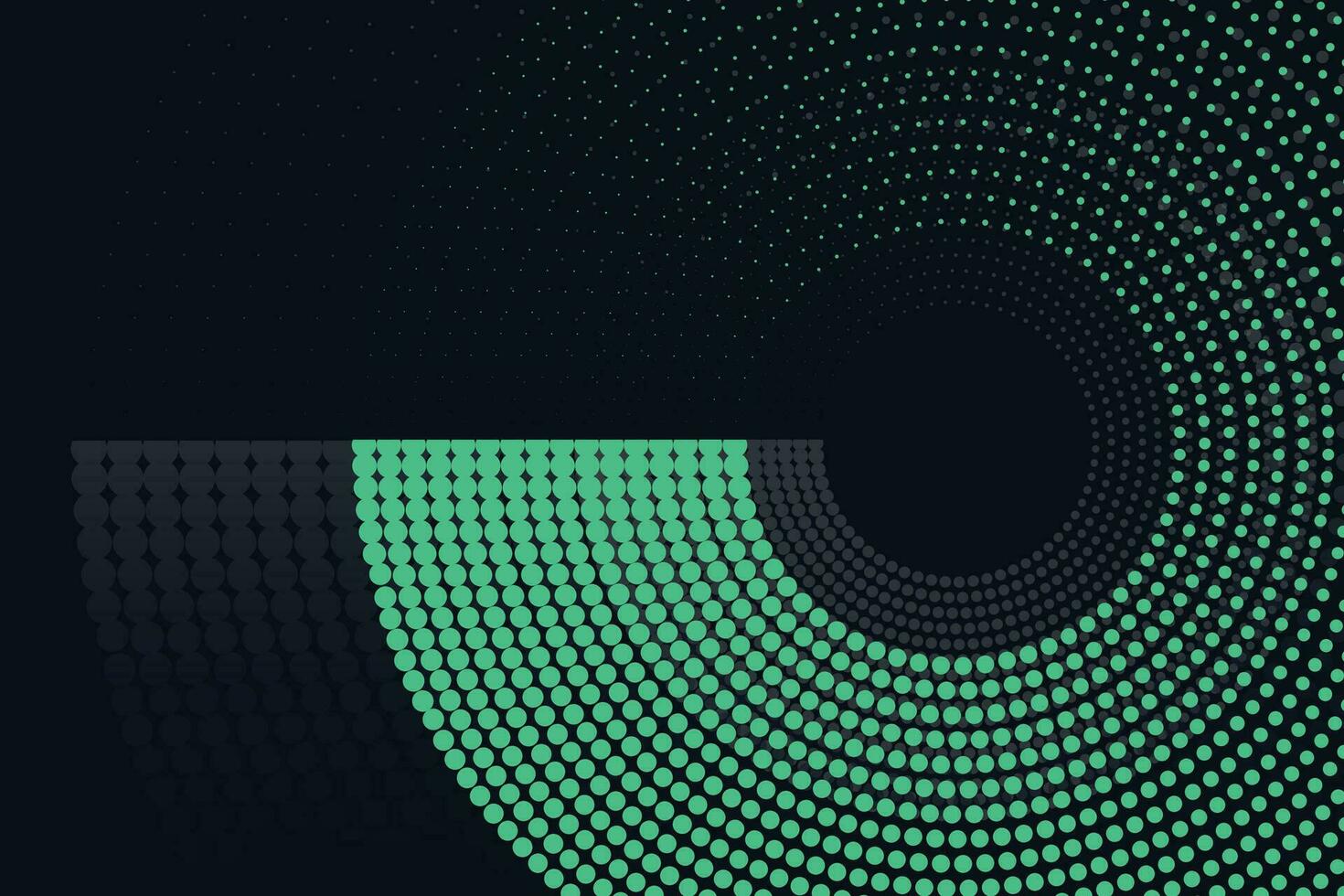 Halftone texture with green dots on a black background. Minimalism, vector. Background for posters, sites, business cards, postcards, interior design vector