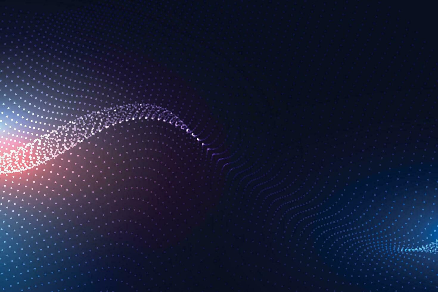 Abstract blue and red dynamic wavy line dotted texture ,Dark blue background with copy space. Modern futuristic simple dots pattern. Vector illustration
