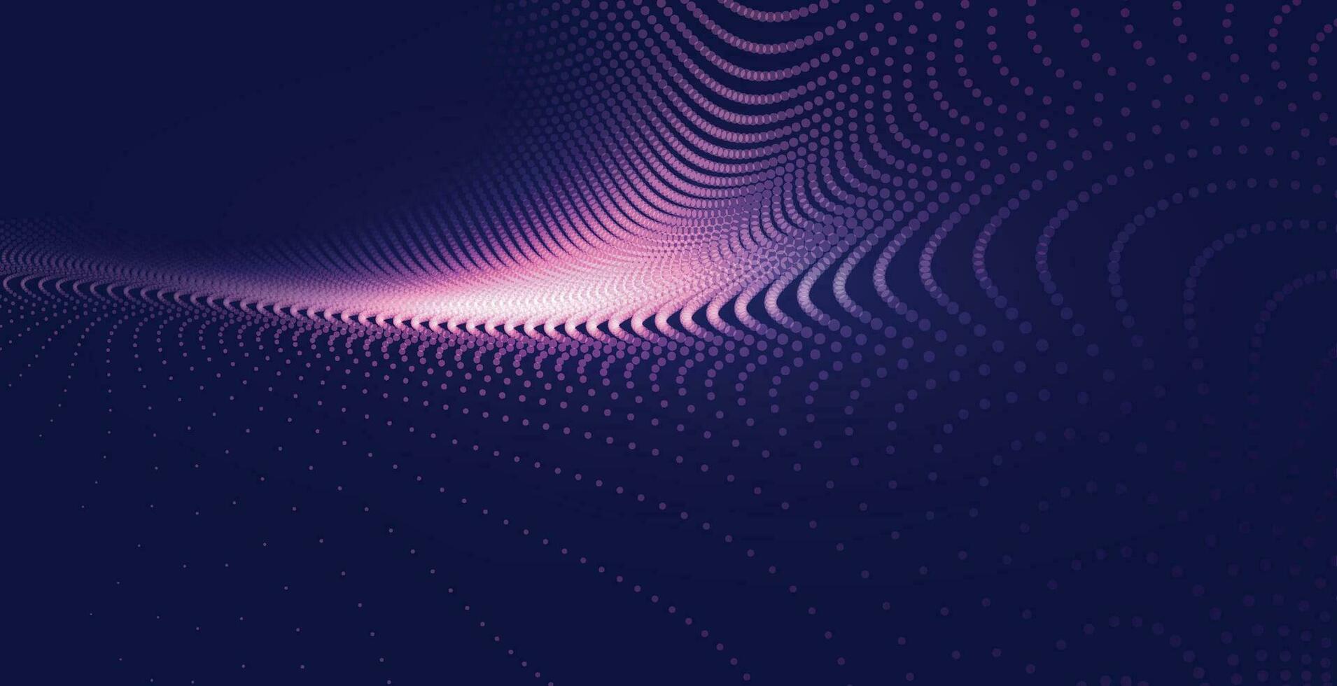 Abstract Waving Particle Technology Background Design. Abstract wave moving dots flow particles, hi-tech and big data background design for brochures, flyers, magazine, business card, banner. Vector
