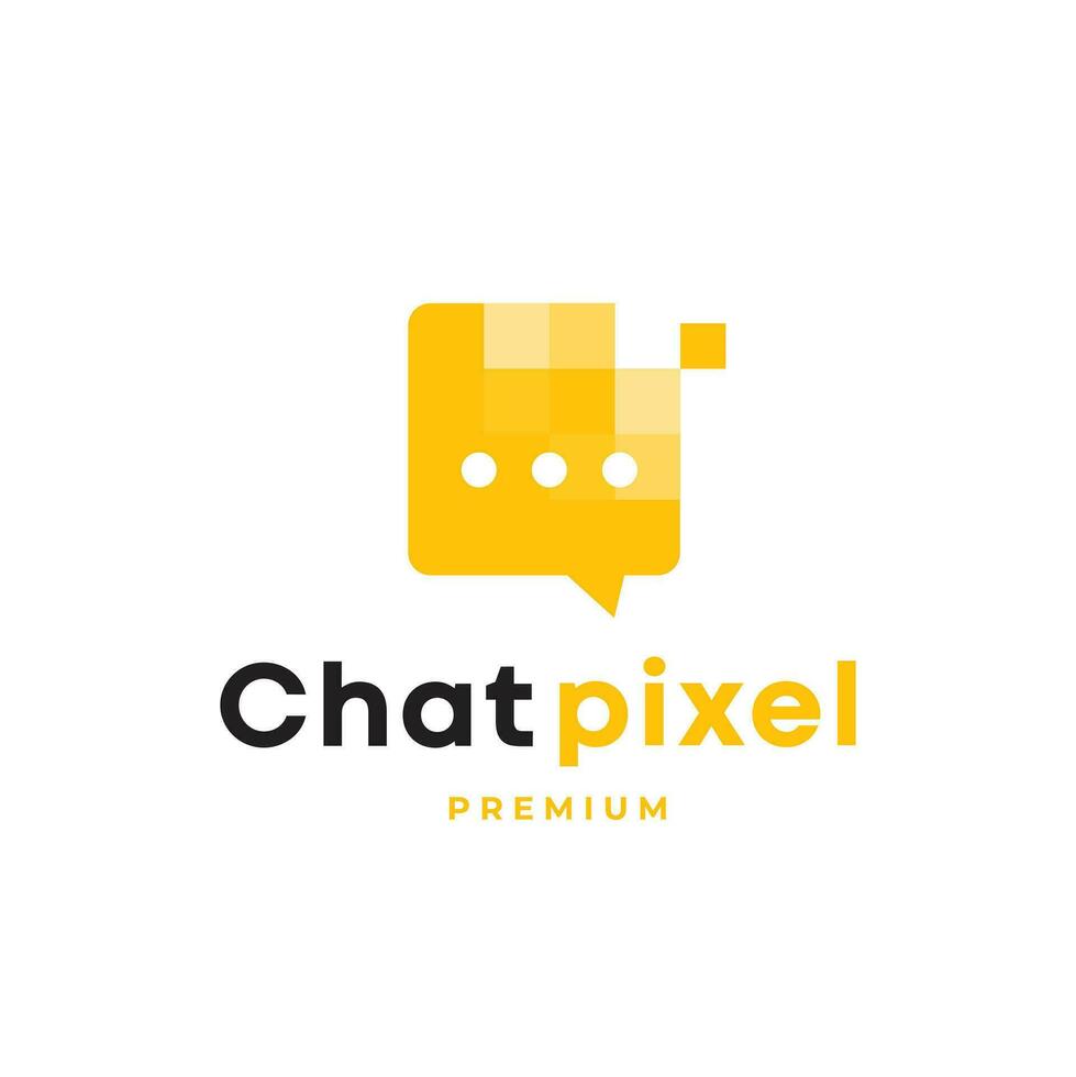 Pixel Chat, dialog app dialog bubble box logo icon template vector