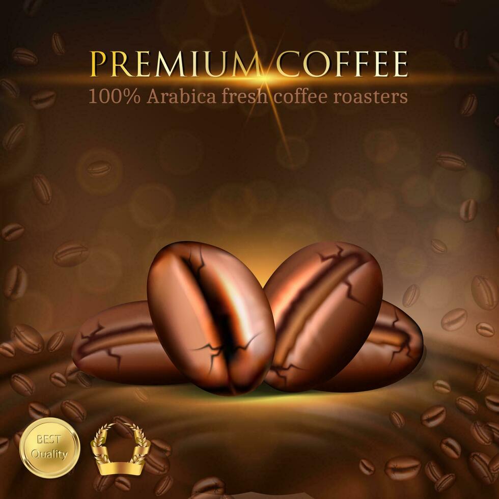 3d realistic vector illustration. Coffee shop. Banner. Menu template. Coffee beans.