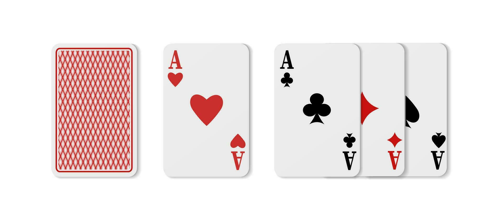 3d realistic vector icon set of ace playing cards. isolated on white background.