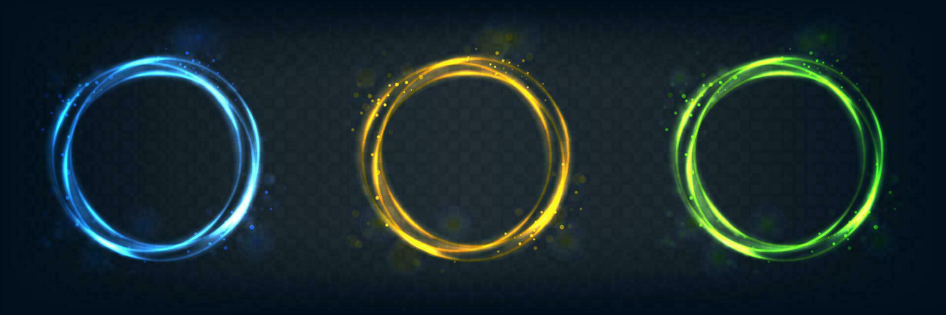 Abstract vector glow background. Halo light circle in blue, yellow and green color.