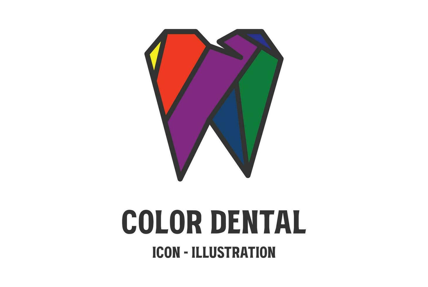 Colorful Geometric Dent Tooth for Dental Illustration vector