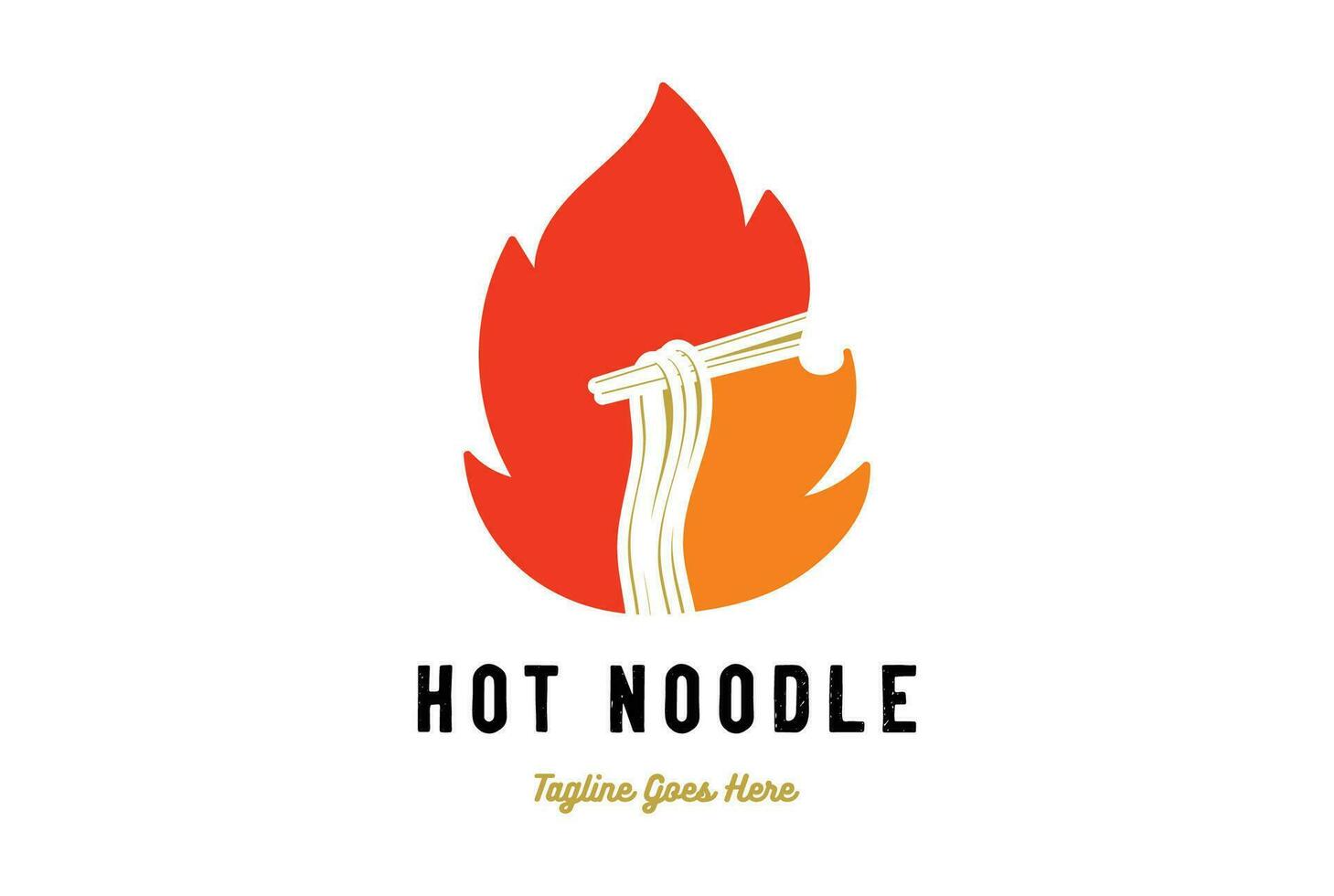 Modern Fire Flame Hot Spicy Noodle Food For Oriental Asian Restaurant Icon Illustration Vector