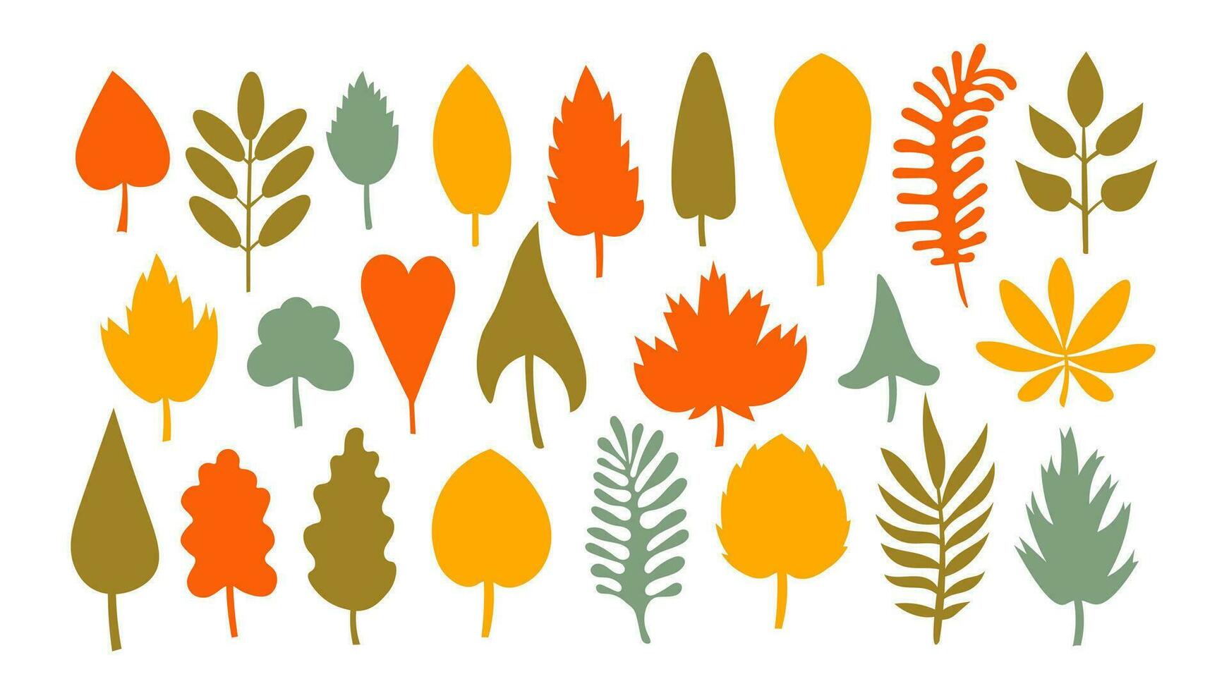 Autumn leaves shape vector set
