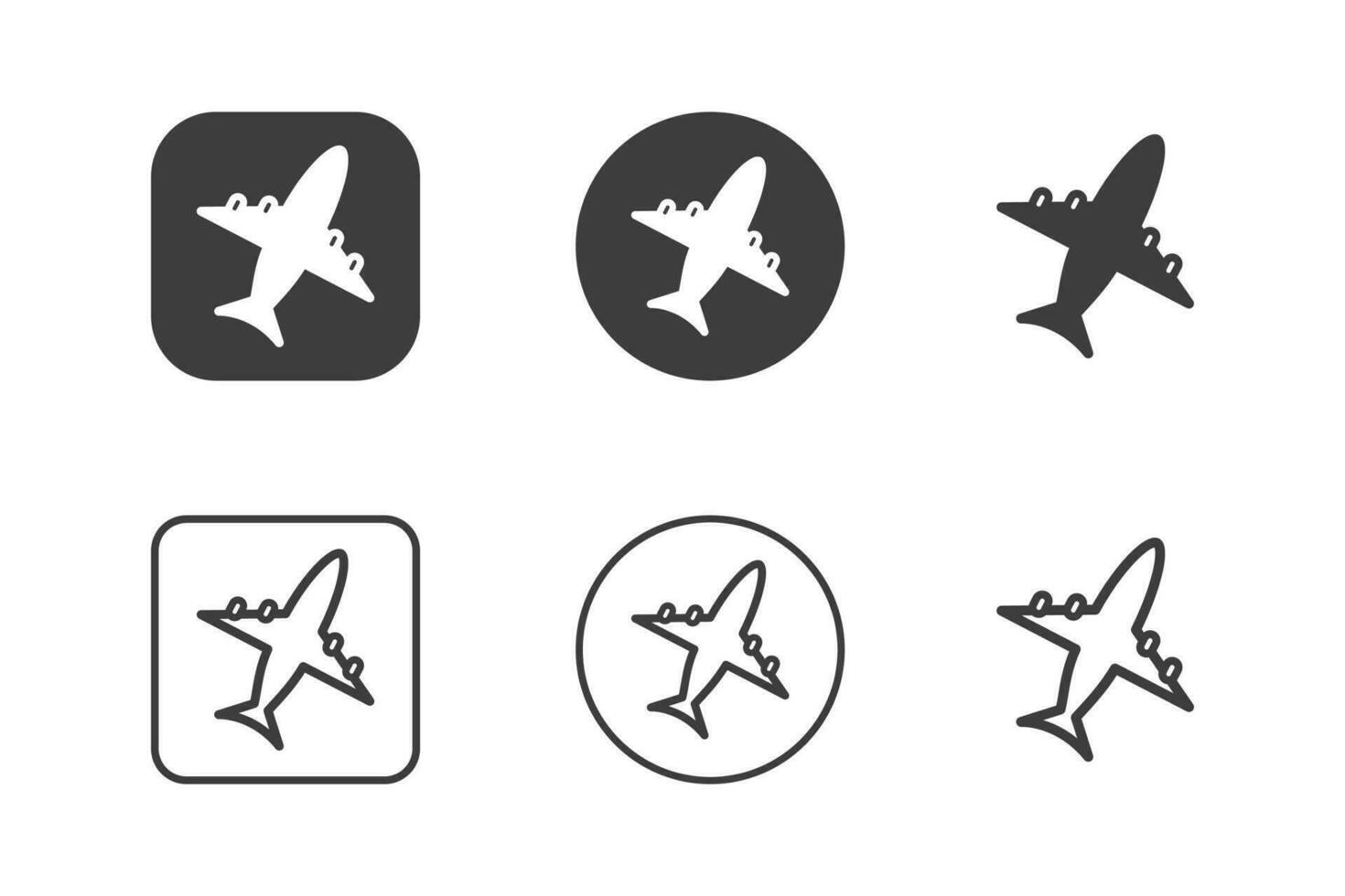 avión icono diseño 6 6 variaciones. viaje íconos colocar, aislado en blanco antecedentes. vector