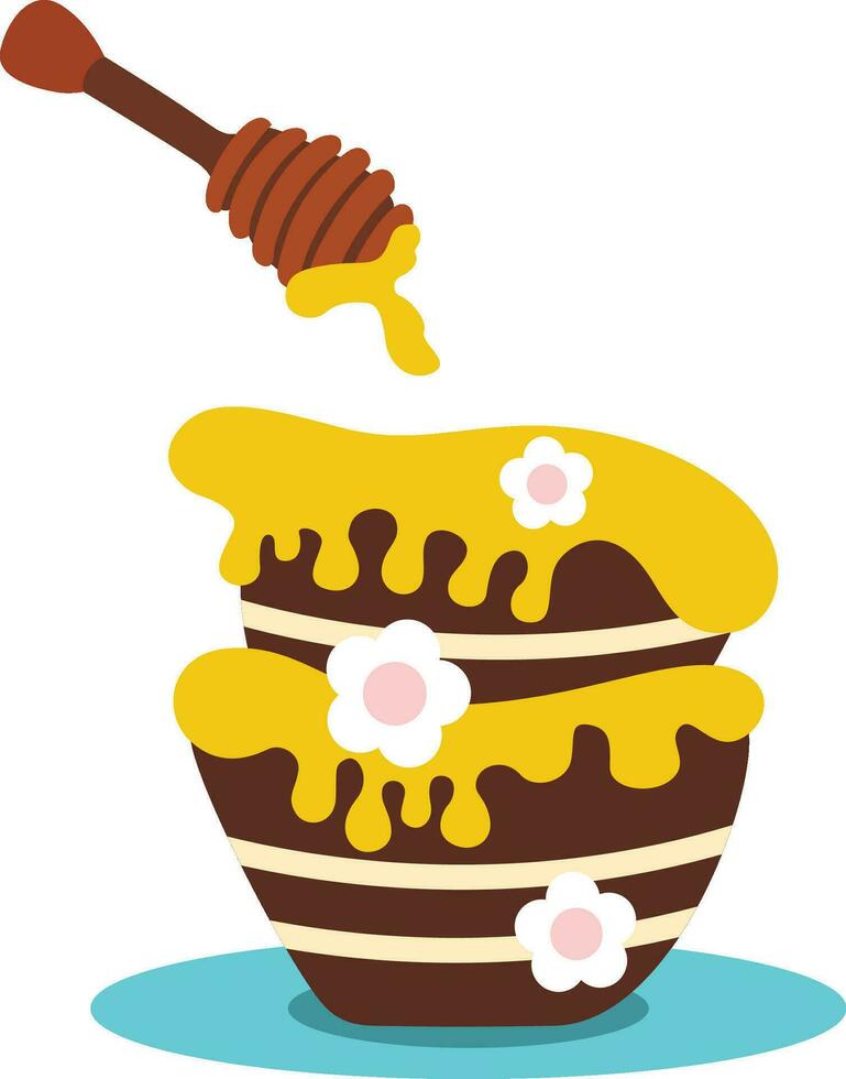 Sweet honey cake with flowers vector