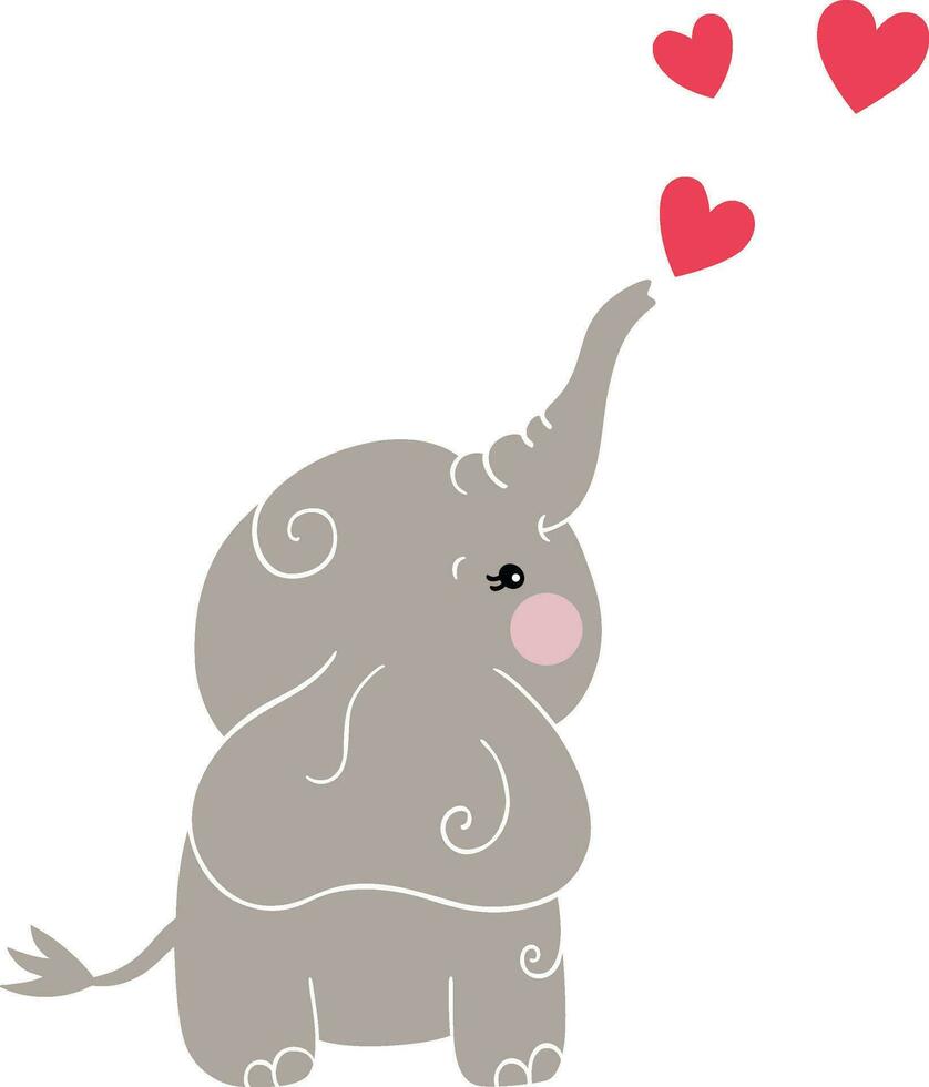 Cute gray elephant with hearts vector