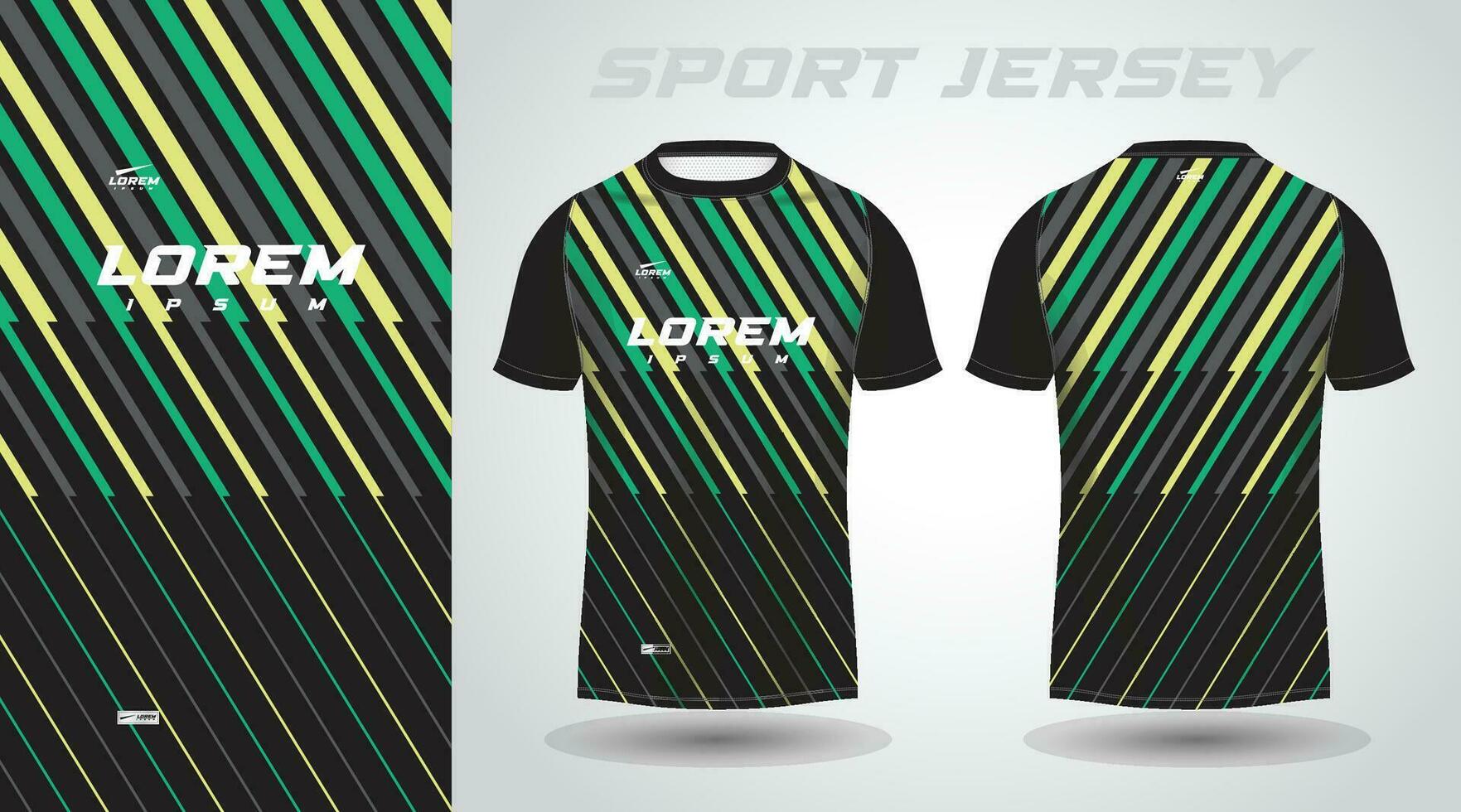 green black shirt soccer football sport jersey template design mockup vector