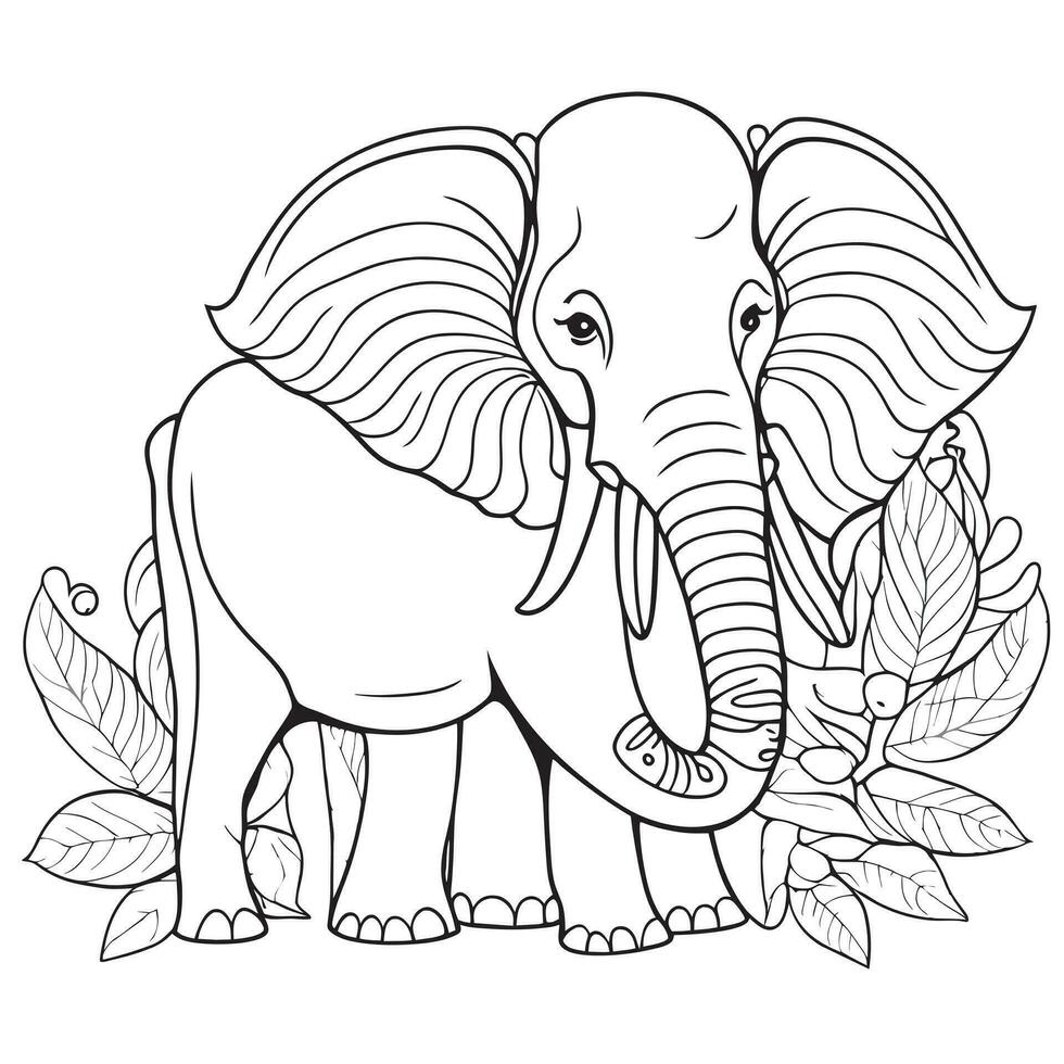 elephant, vector illustration line art