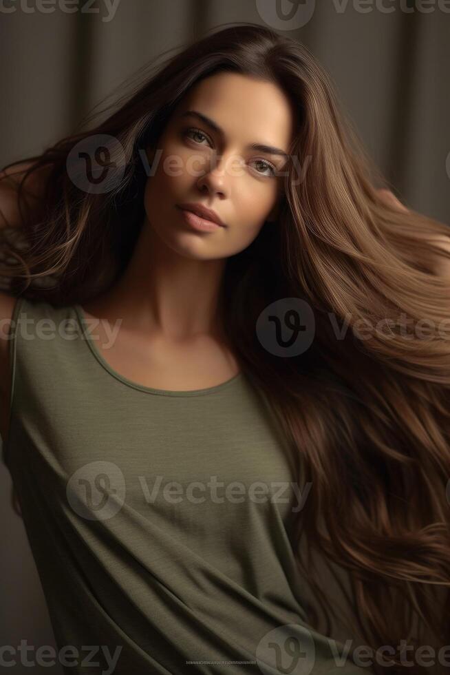 A beautiful woman doing a morning stretch created with Generative Al technology photo