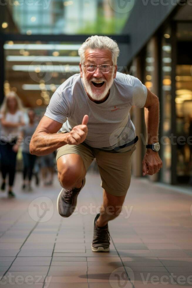 Active senior jogging in a park photo