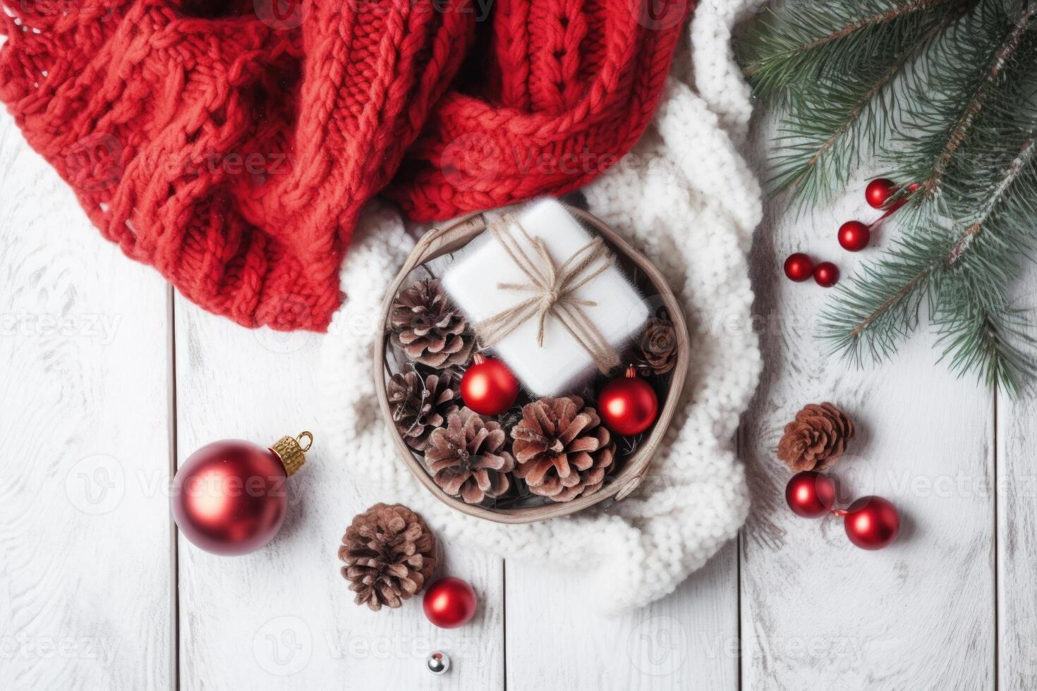 Christmas composition created with Generative Al technology photo