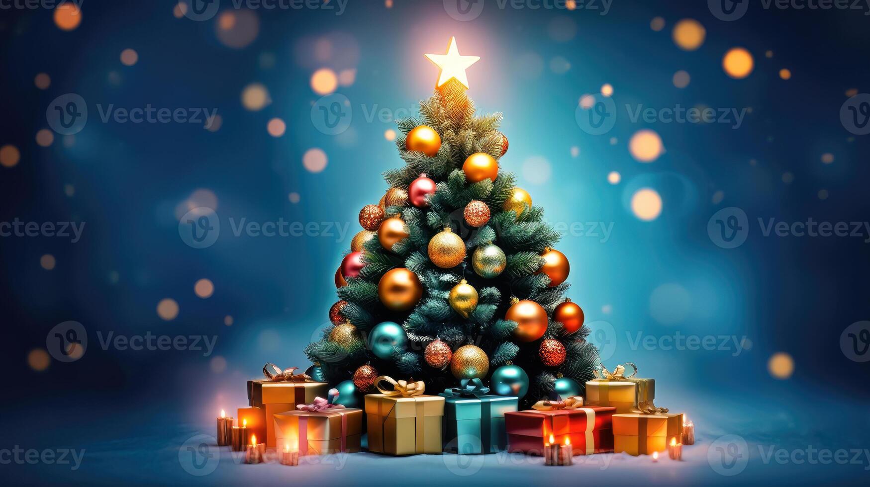 Christmas tree background - Generative AI photo