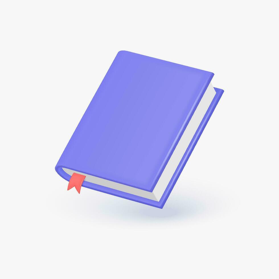 3d libro icono con rojo marcador en realista estilo. de tapa dura libro. el concepto de aprendizaje o ganando conocimiento. vector ilustración aislado en blanco antecedentes.