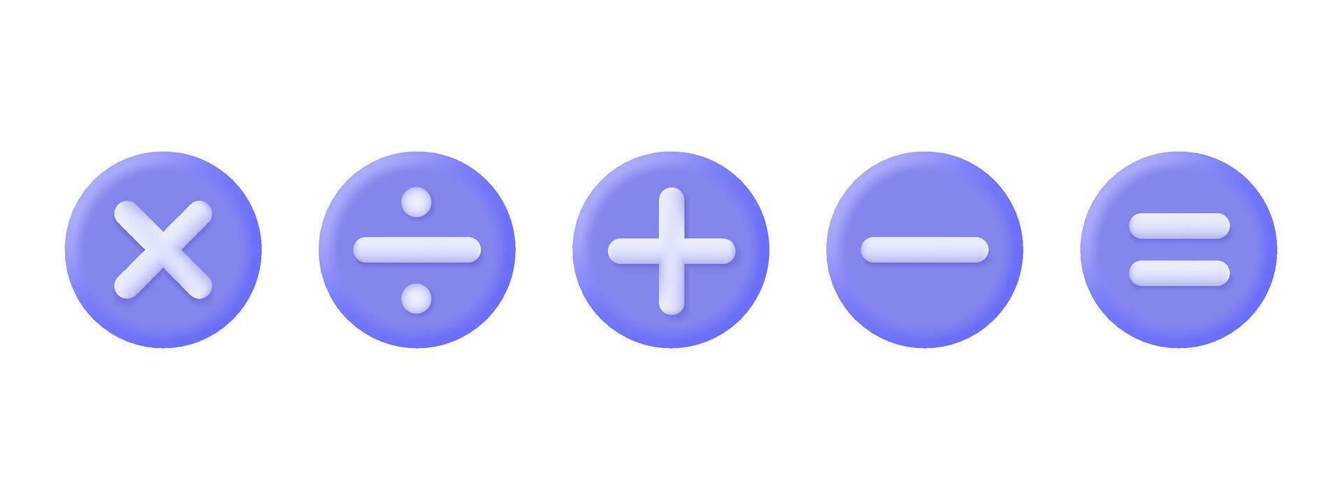3d set of mathematical signs. plus, minus, divide, multiply, equal ...
