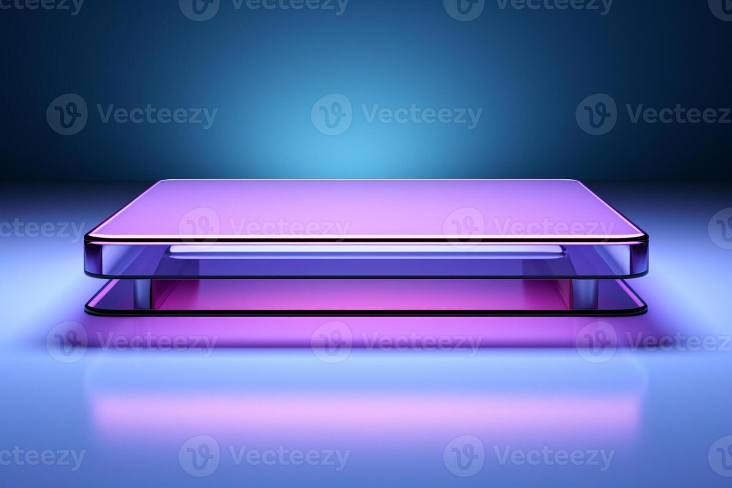 Beautiful modern podium in light blue and purple, perfect for product presentation photo