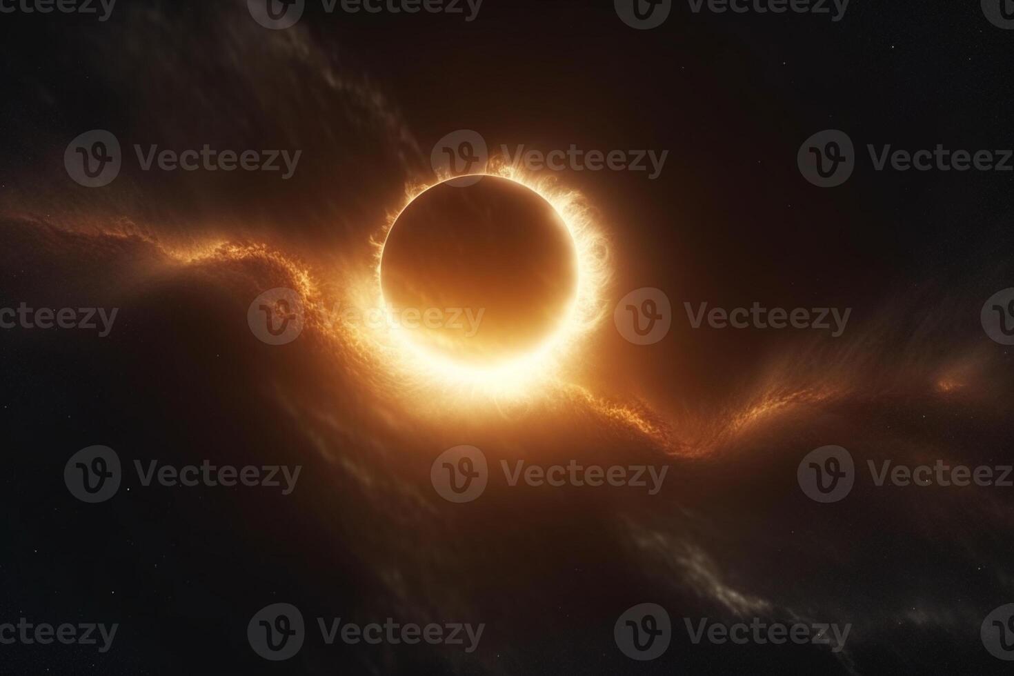 celestial espectáculo, solar eclipse velado por etéreo nubes y Dom llamarada ai generado foto