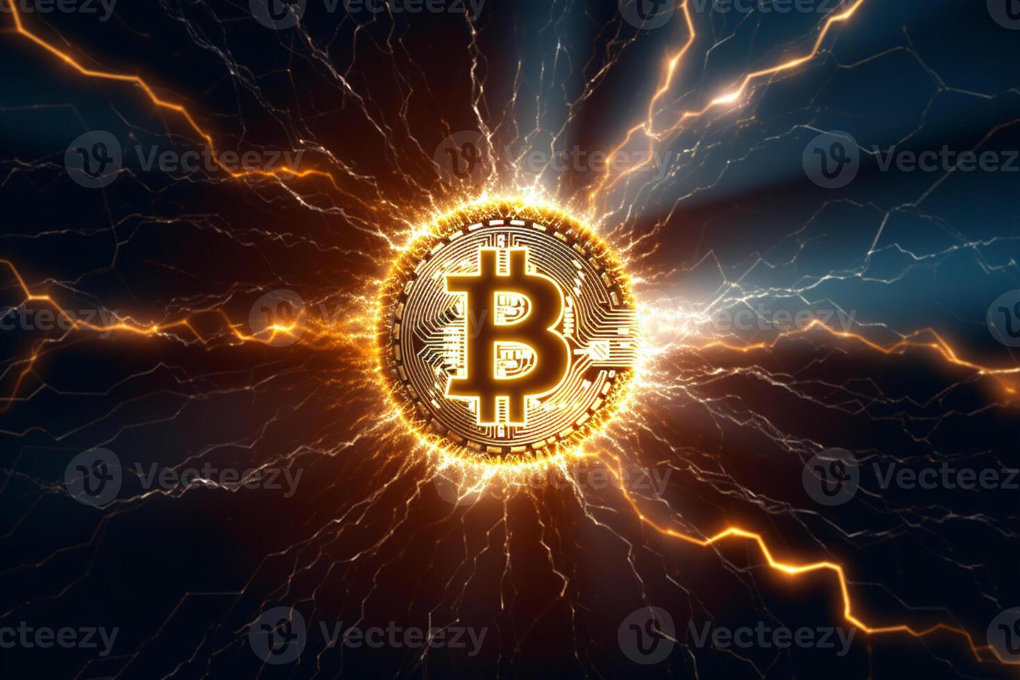 Fast and secure bitcoin transactions in DeFis lightning network representation photo