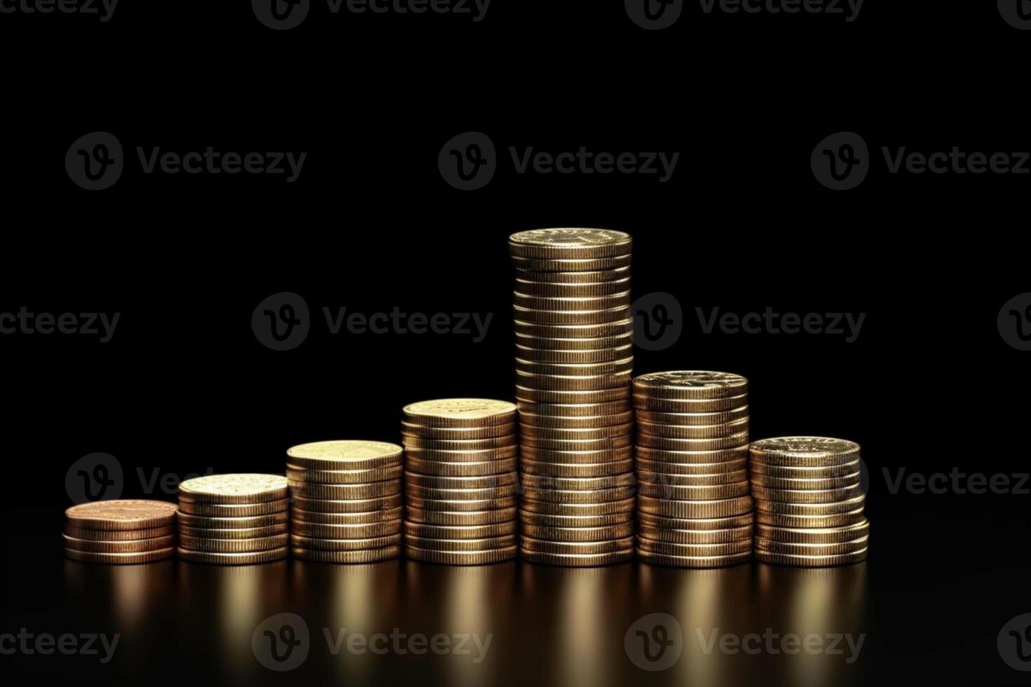 Coin-stacked percentage model representing banking, interest rates, inflation, deflation, savings photo
