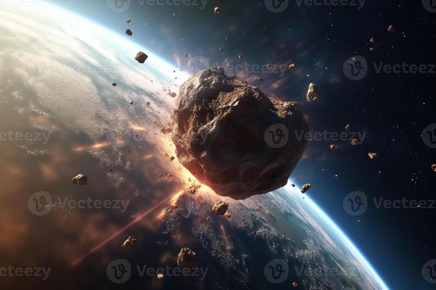 Earth-shattering encounter, Meteorite smashes into the planet's terrain photo