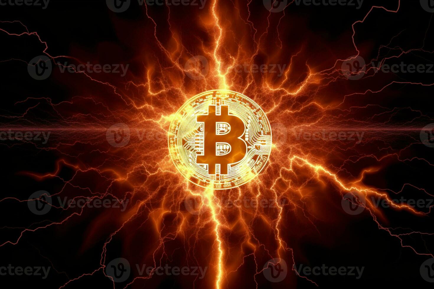 Digital representation of lightning network enabling rapid bitcoin transactions in DeFi AI Generated photo