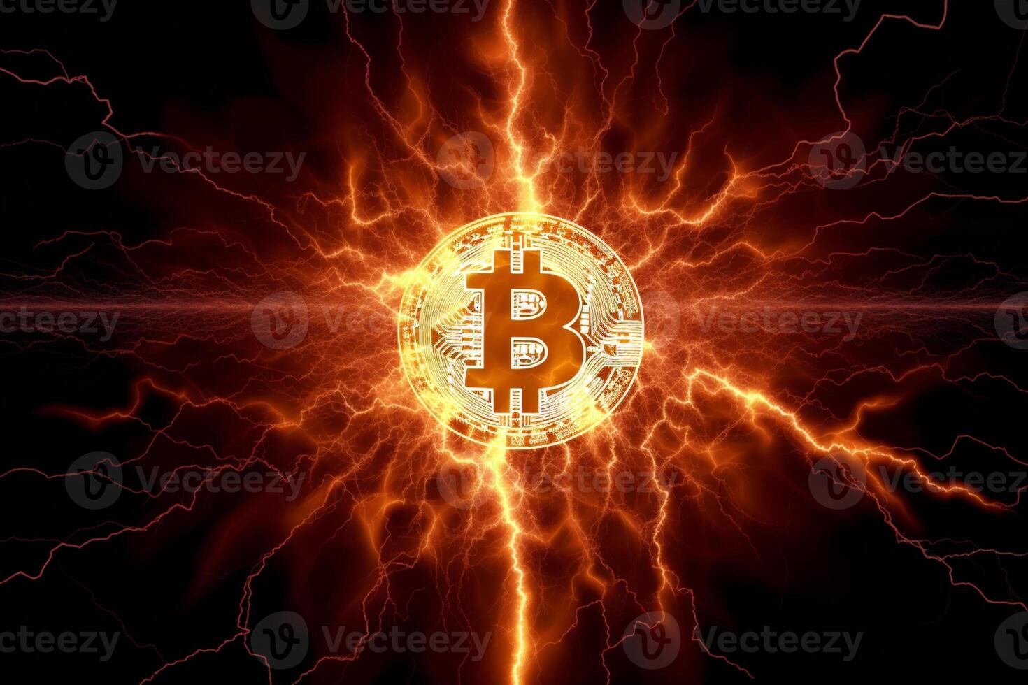 Digital representation of lightning network enabling rapid bitcoin transactions in DeFi photo