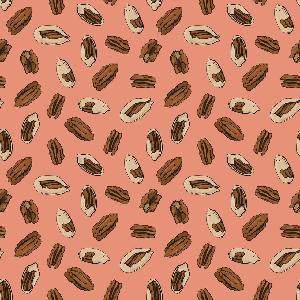 sin costura modelo con pacana nueces. diseño para tela, textil, fondo de pantalla, embalaje. vector