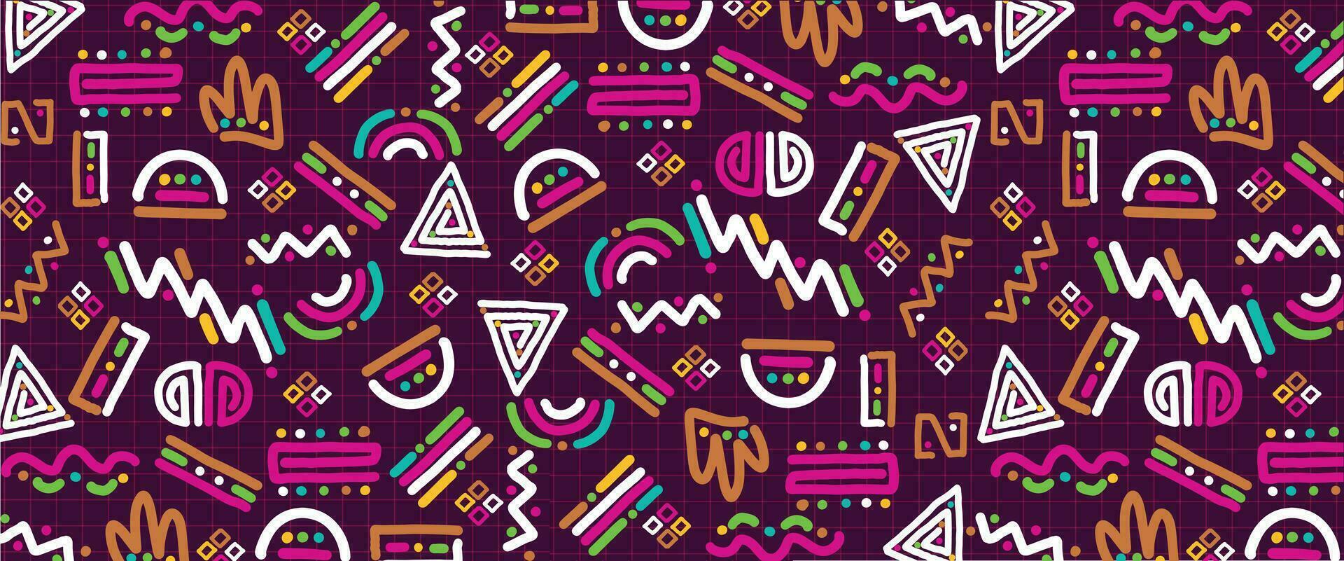 Abstract doodle art background with vibrant colors. Hand-drawn style pattern designs illustration vector