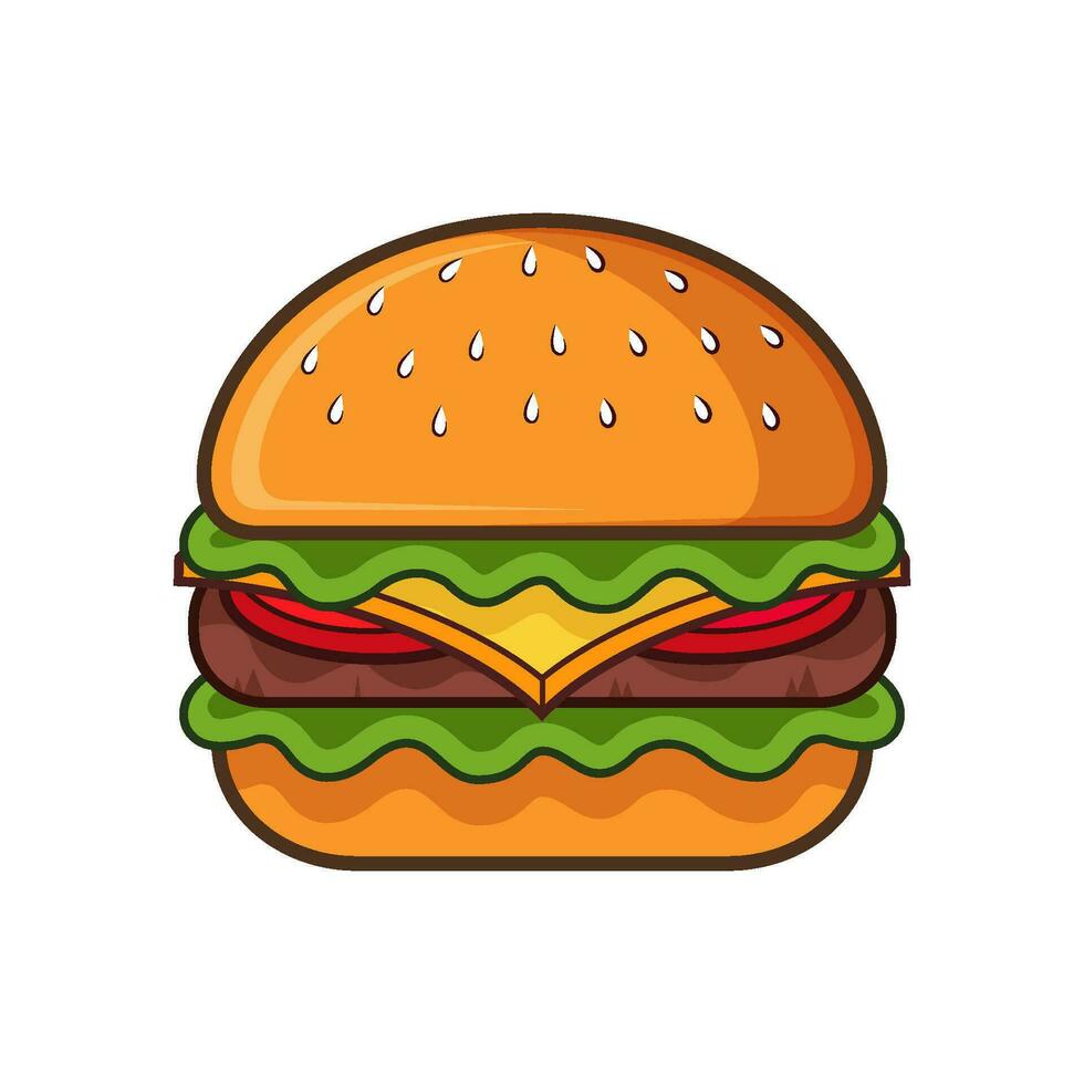 Cheese Burger Cartoon Vector