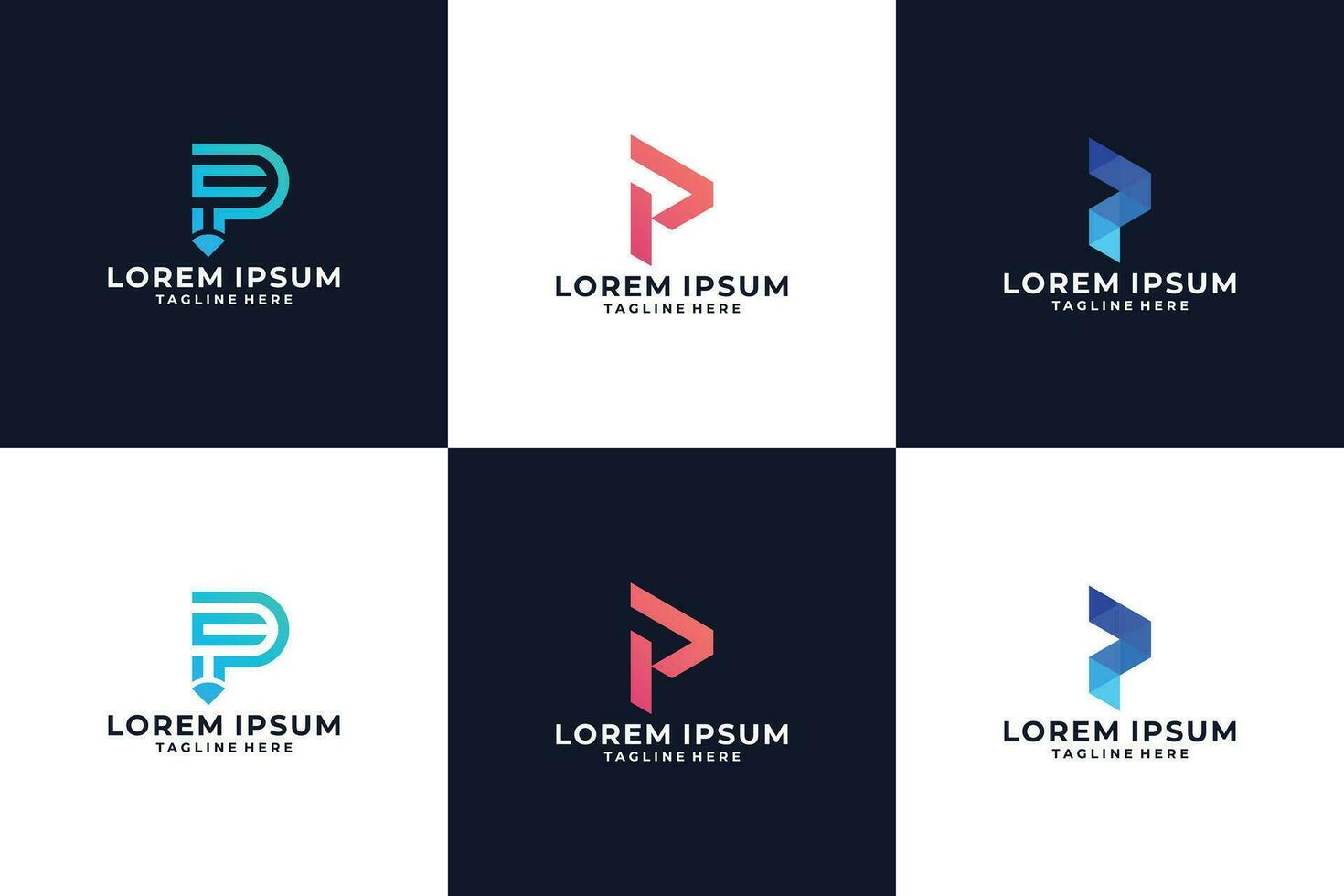 Creative elegant letter p logo with different color vector
