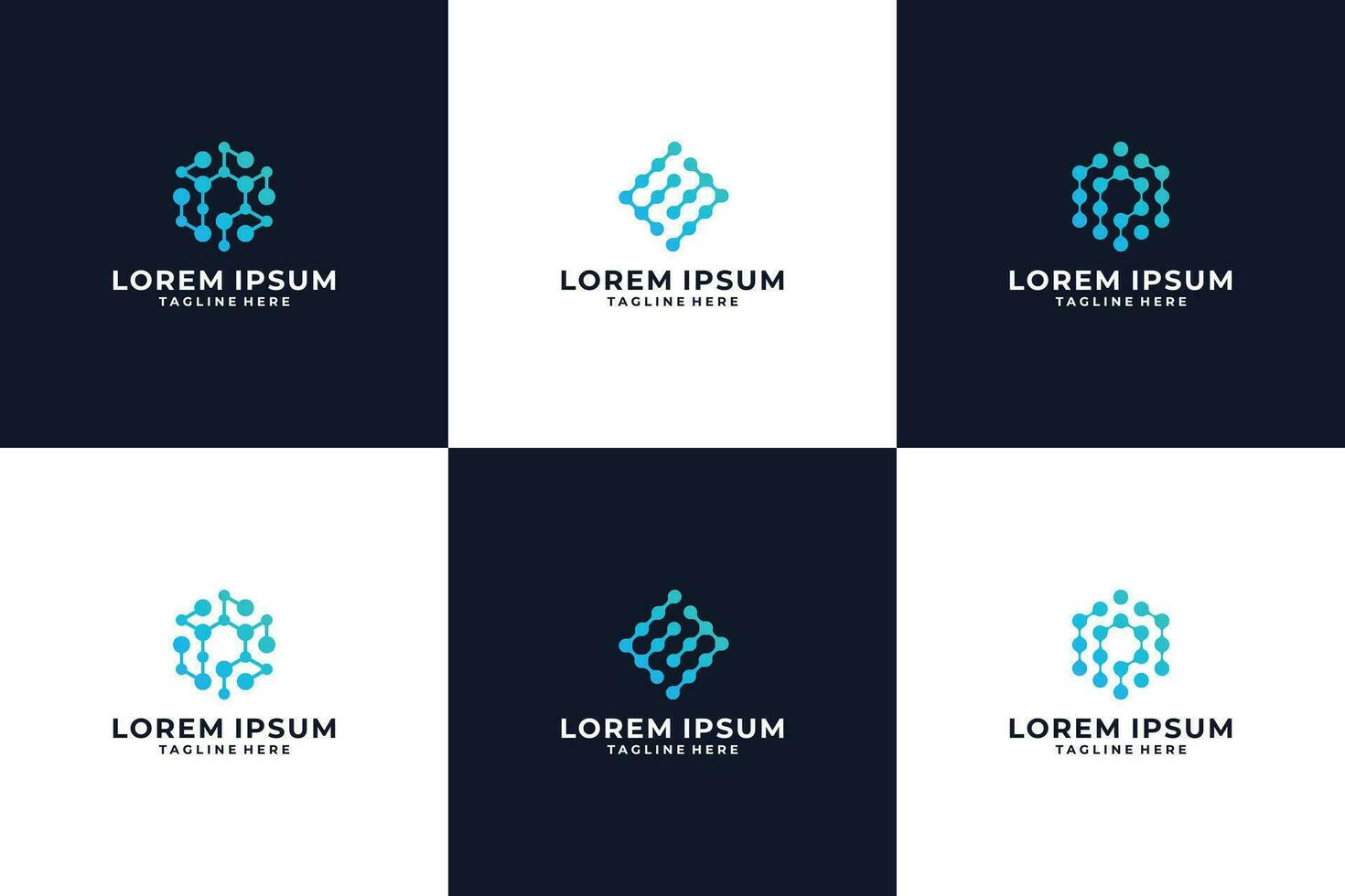 Set of modern technology logo design with blue color vector