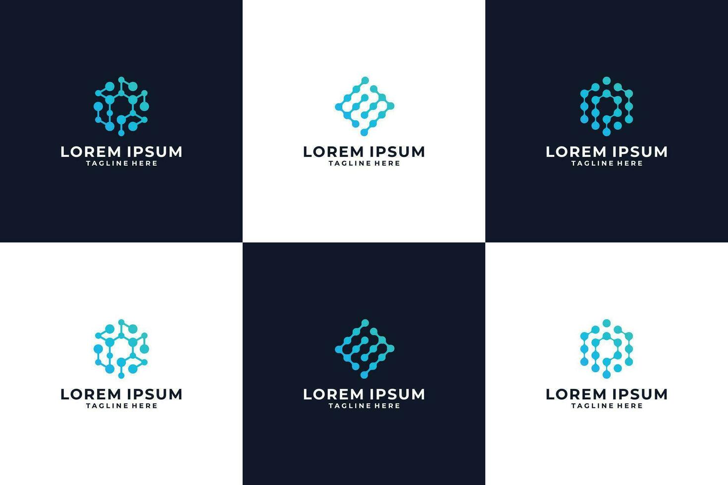 Set of modern technology logo design with blue color vector